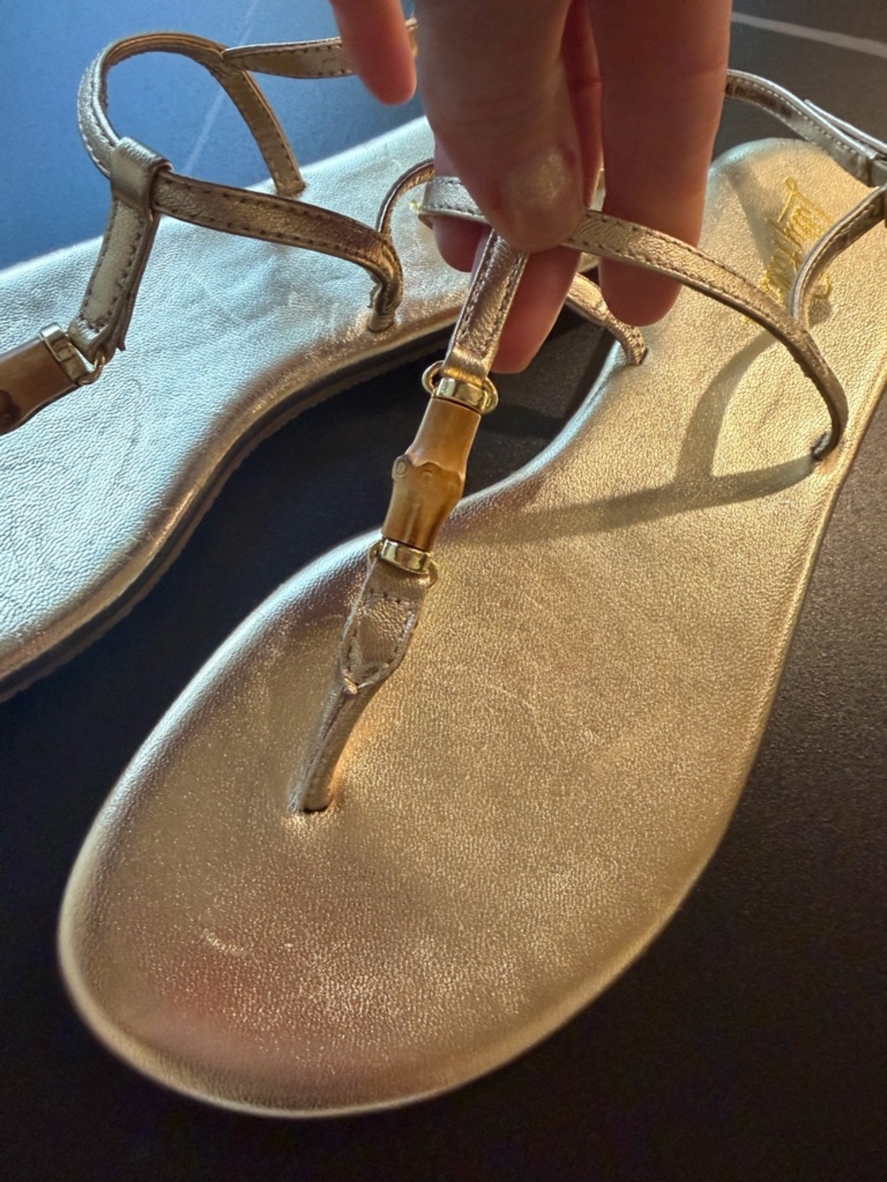 Lilly Pulitzer Gold T-Strap Sandals - Picture 6 of 11